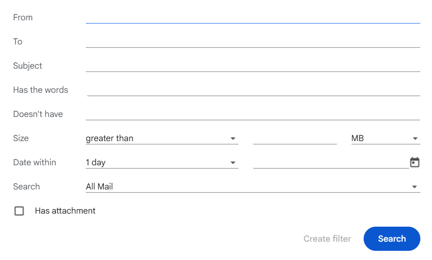 Arama çubuğundan gelen e-postaları nasıl filtreleyebilirim? Gmail